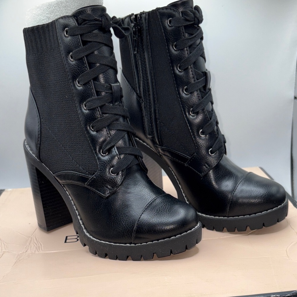 BCBGeneration Black Lace-Up Heeled Boots